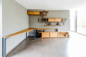 Bookcase, modular desk, custom-made, design, steel, solid wood