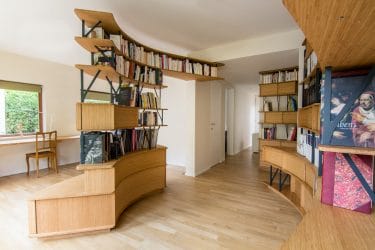 Bibliothèque, bureau, sur-mesure, design, acier, bois massif