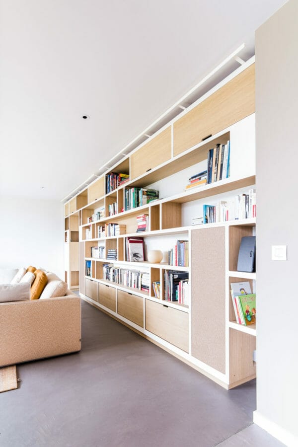 Bookcase, custom-made, design, steel, solid wood