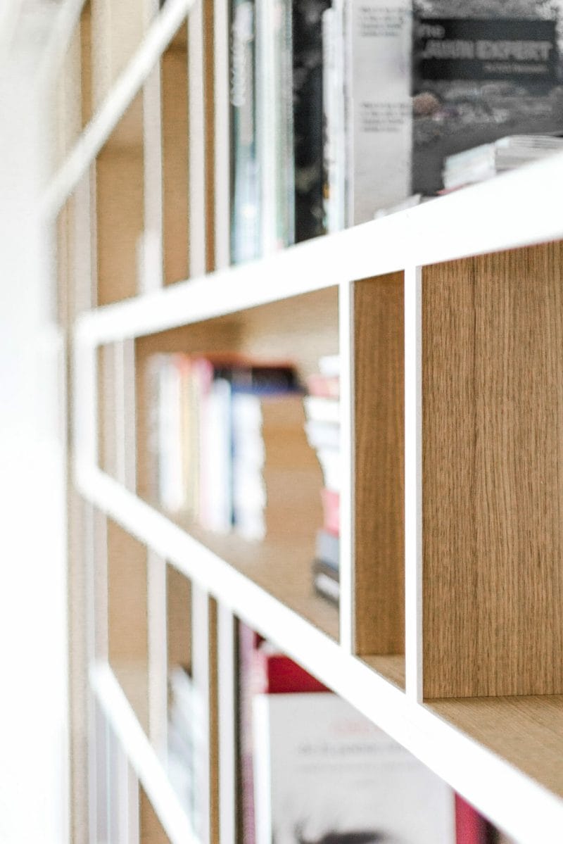 Bookcase, custom-made, design, steel, solid wood