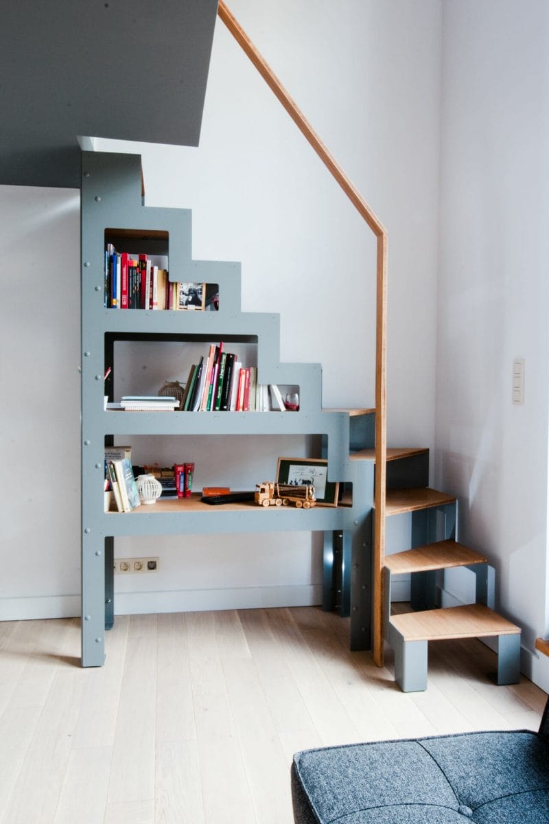 Stairs, railings, optimization, mezzanine, library, solid wood, steel, metal, custom-made, design