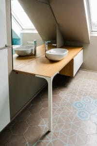 Custom made bathroom vanity - Wood and steel