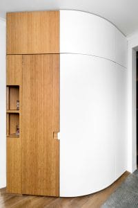 Custom-made curved locker with storage space - Wood and steel