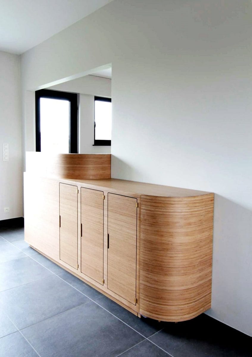Kitchen interface custom made sideboard - Wood, steel and stainless steel